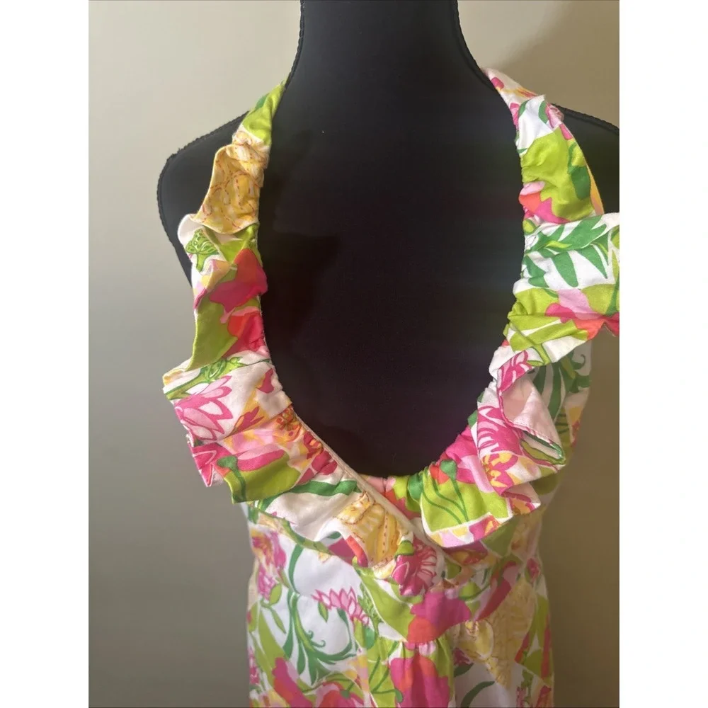 Lilly Pulitzer Romana Floral Lilly Fields Forever Halter Dress Size 12 - Picture 4 of 8